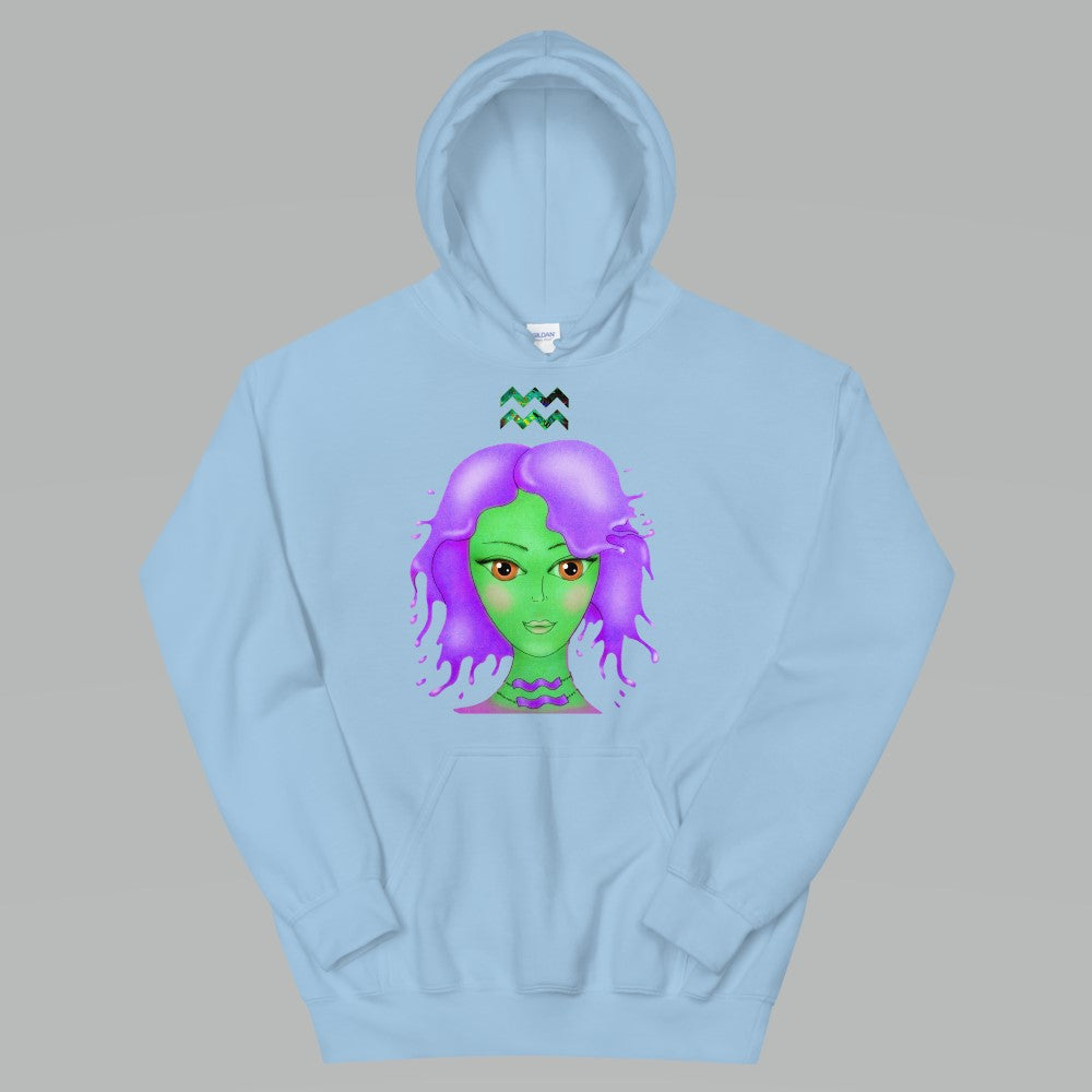 Athletic Casualwear Hoodie for Women- Aquarius Sun Sign. WickedYo.